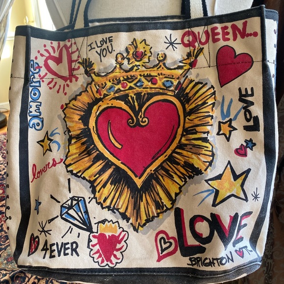 Brighton Queen of Love Poker Vegas Canvas Cotton Tote Purse Beach Bag - Picture 7 of 8